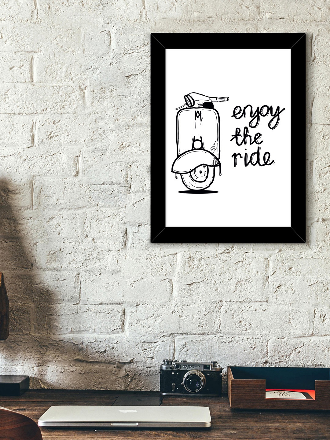 

TIED RIBBONS White & Black Printed Synthetic Fibre Framed Wall Art