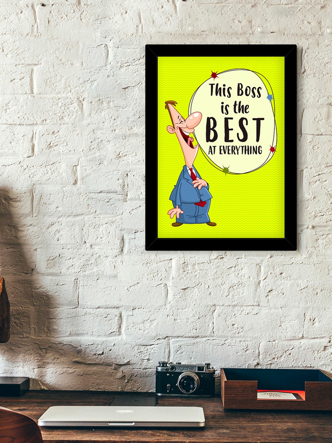 

TIED RIBBONS Yellow & Blue Printed Inspirational Quotes Framed Wall Art