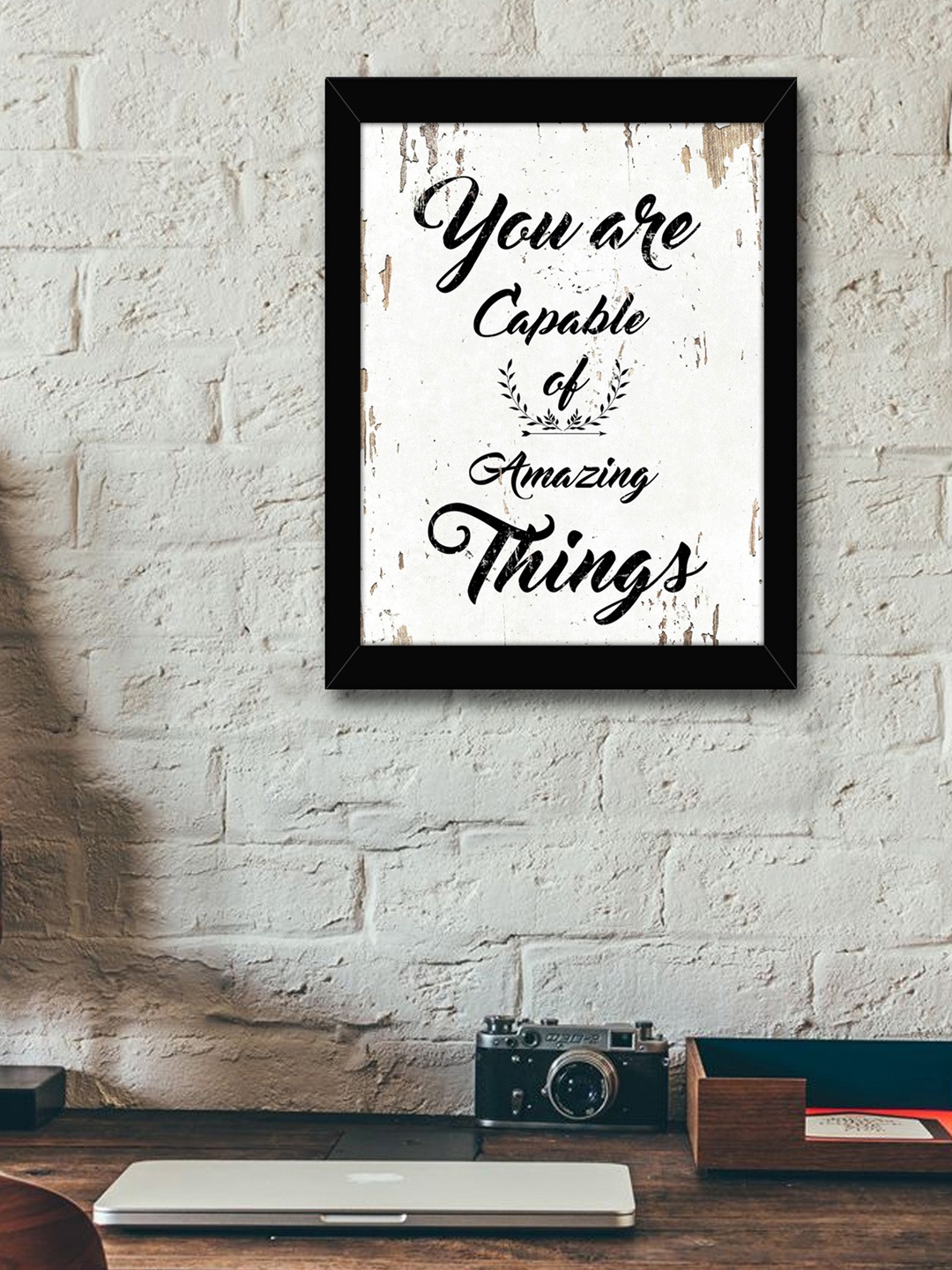 

TIED RIBBONS White & Black Printed Synthetic Fibre Framed Wall Art