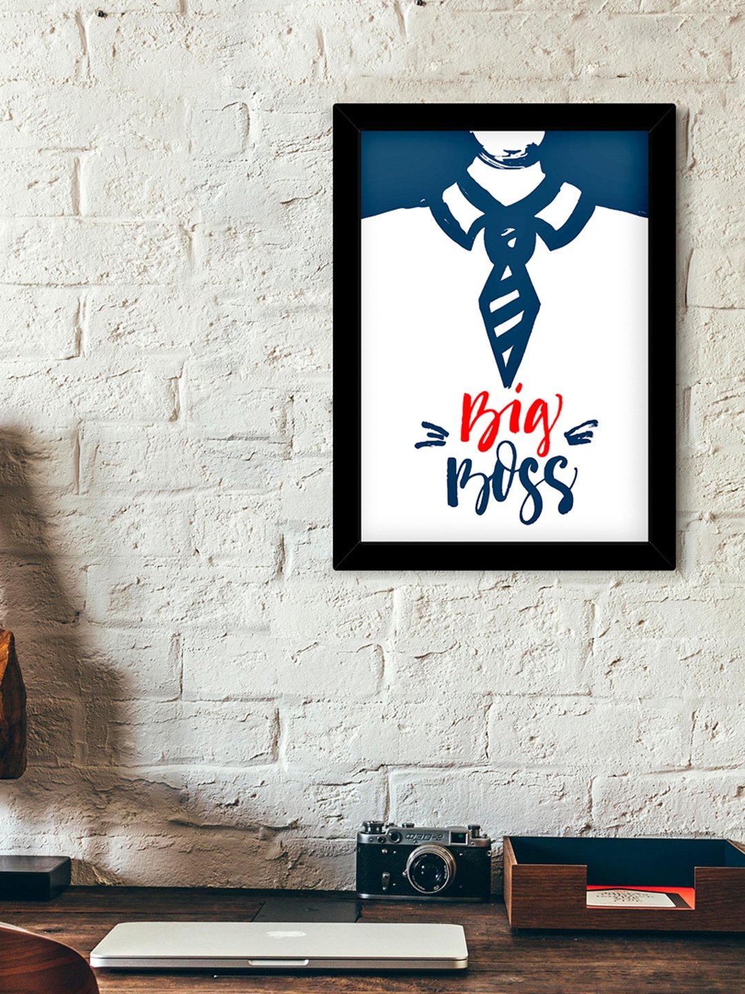 

TIED RIBBONS Blue & White Printed Framed Wall Art