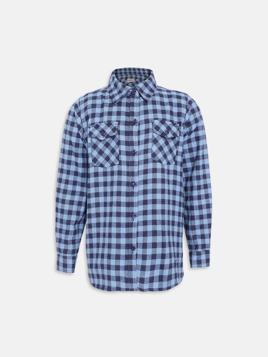 Oxolloxo Girls Blue Regular Fit Checked Formal Shirt