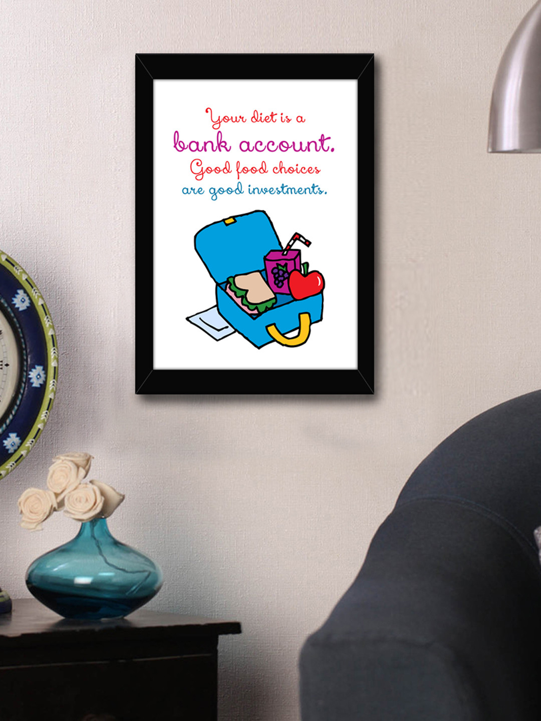 

TIED RIBBONS White & Blue Printed Framed Wall Art
