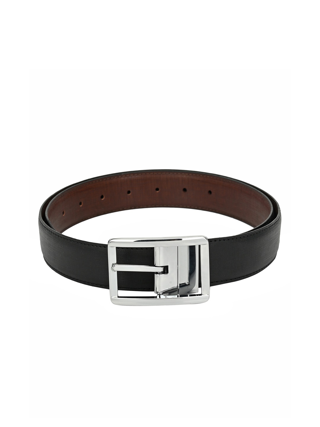 

Calvadoss Men Black & Brown Textured Reversible Belt