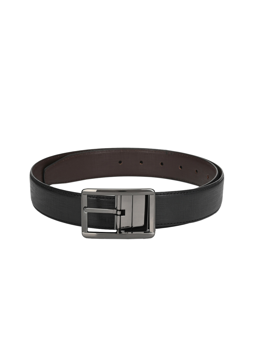 

Calvadoss Men Black & Brown Textured Reversible Belt