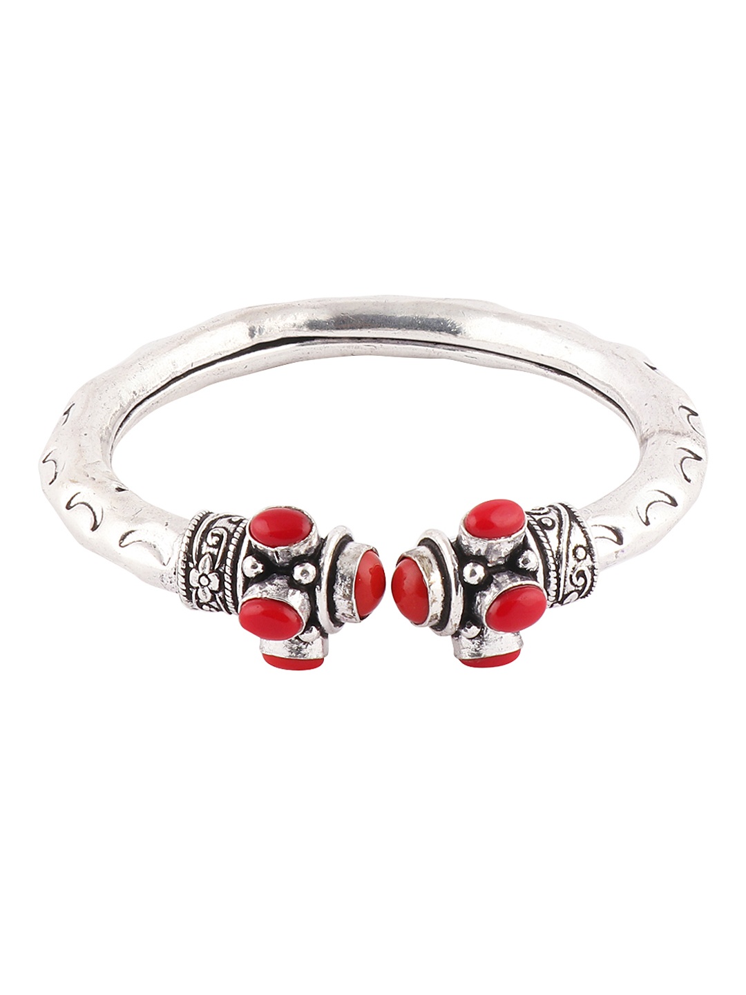 

Fabstreet Silver-Toned Stone Studded Kada Bracelet