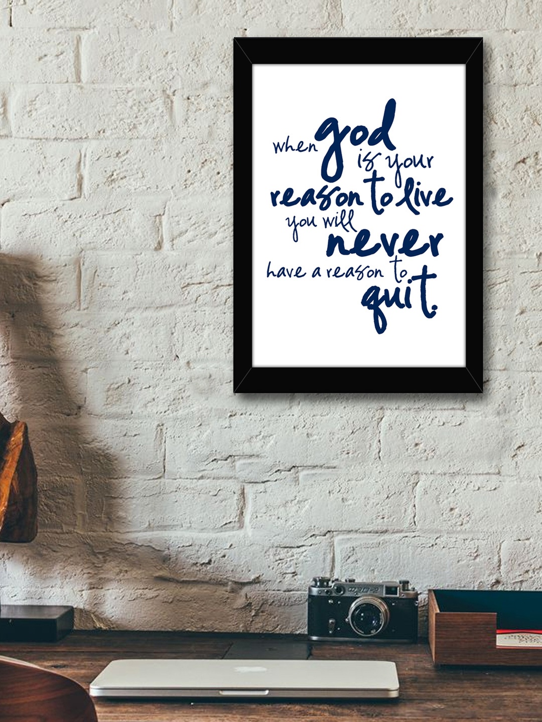 

TIED RIBBONS White & Blue Printed Synthetic Fibre Framed Wall Art