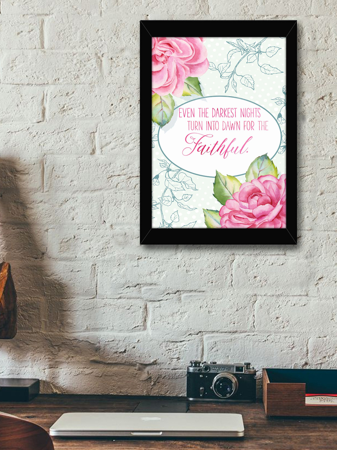 

TIED RIBBONS Blue & Pink Printed Framed Wall Art