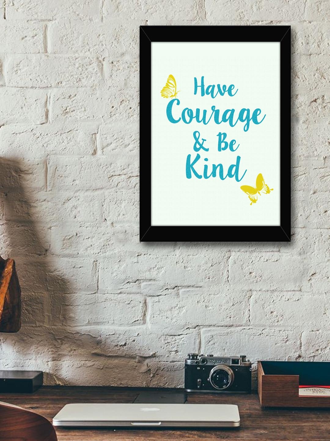 

TIED RIBBONS Blue & Yellow Printed Synthetic Fibre Framed Wall Art