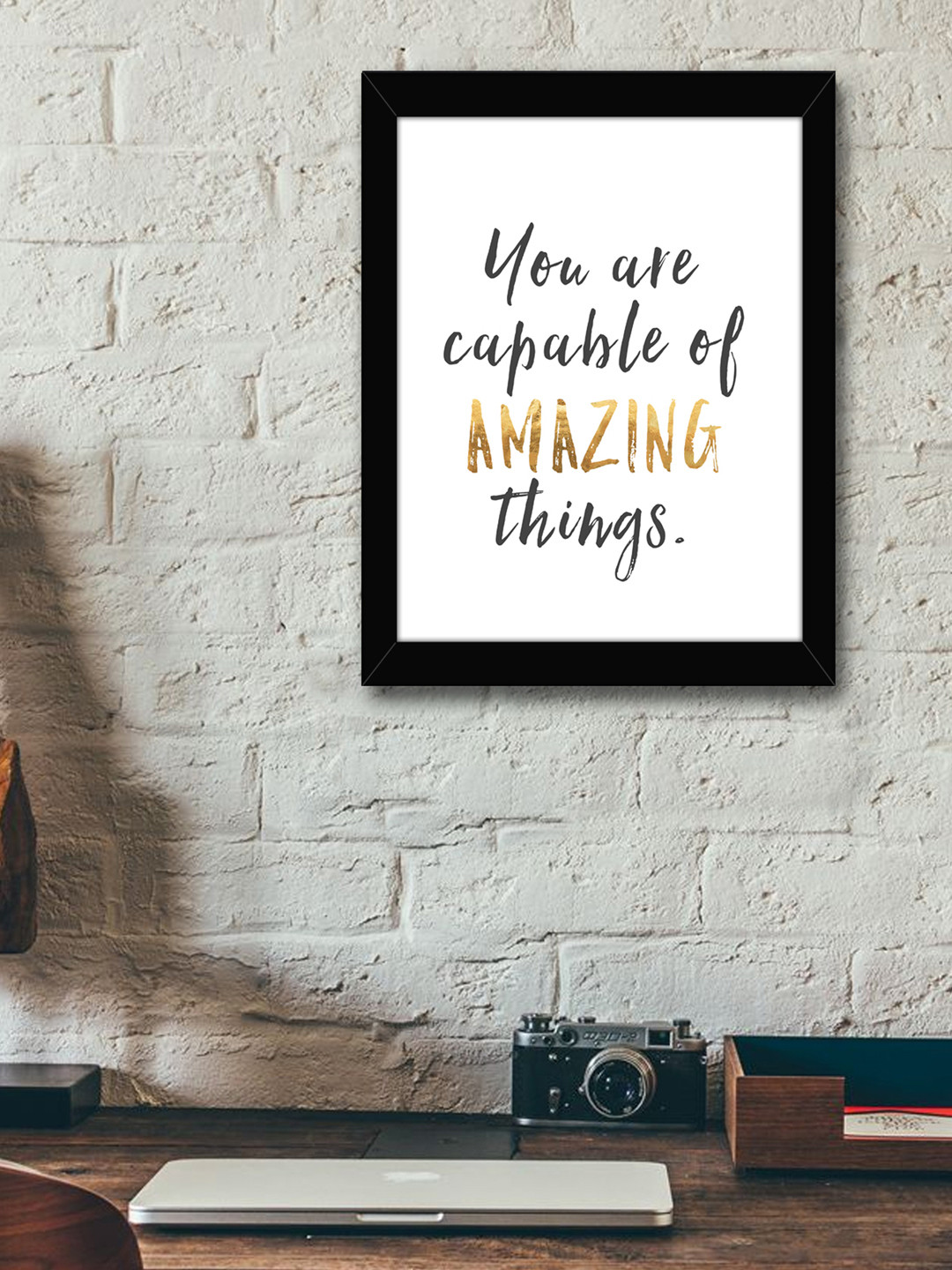 

TIED RIBBONS White & Black Printed Inspirational Quotes Framed Wall Art