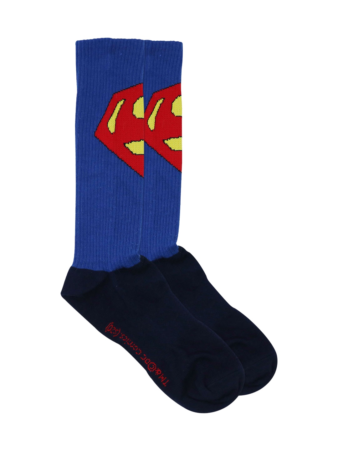 

Justice League Men Blue & Red Superman Patterned Calf-Length Socks