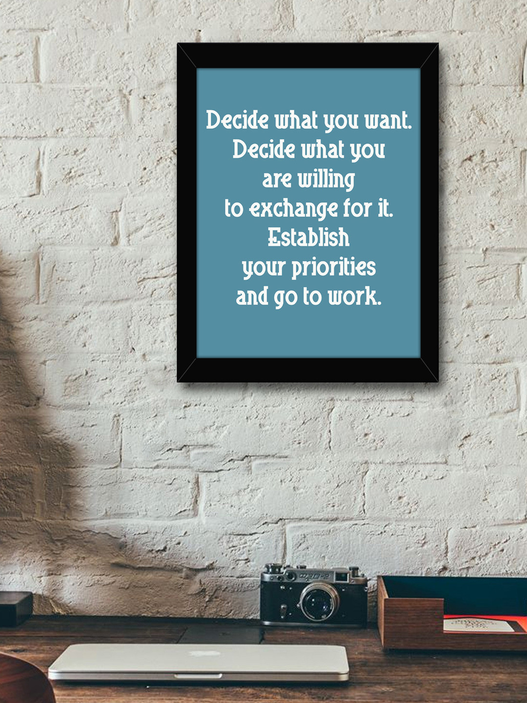

TIED RIBBONS Blue & White Printed Inspirational Quotes Framed Wall Art