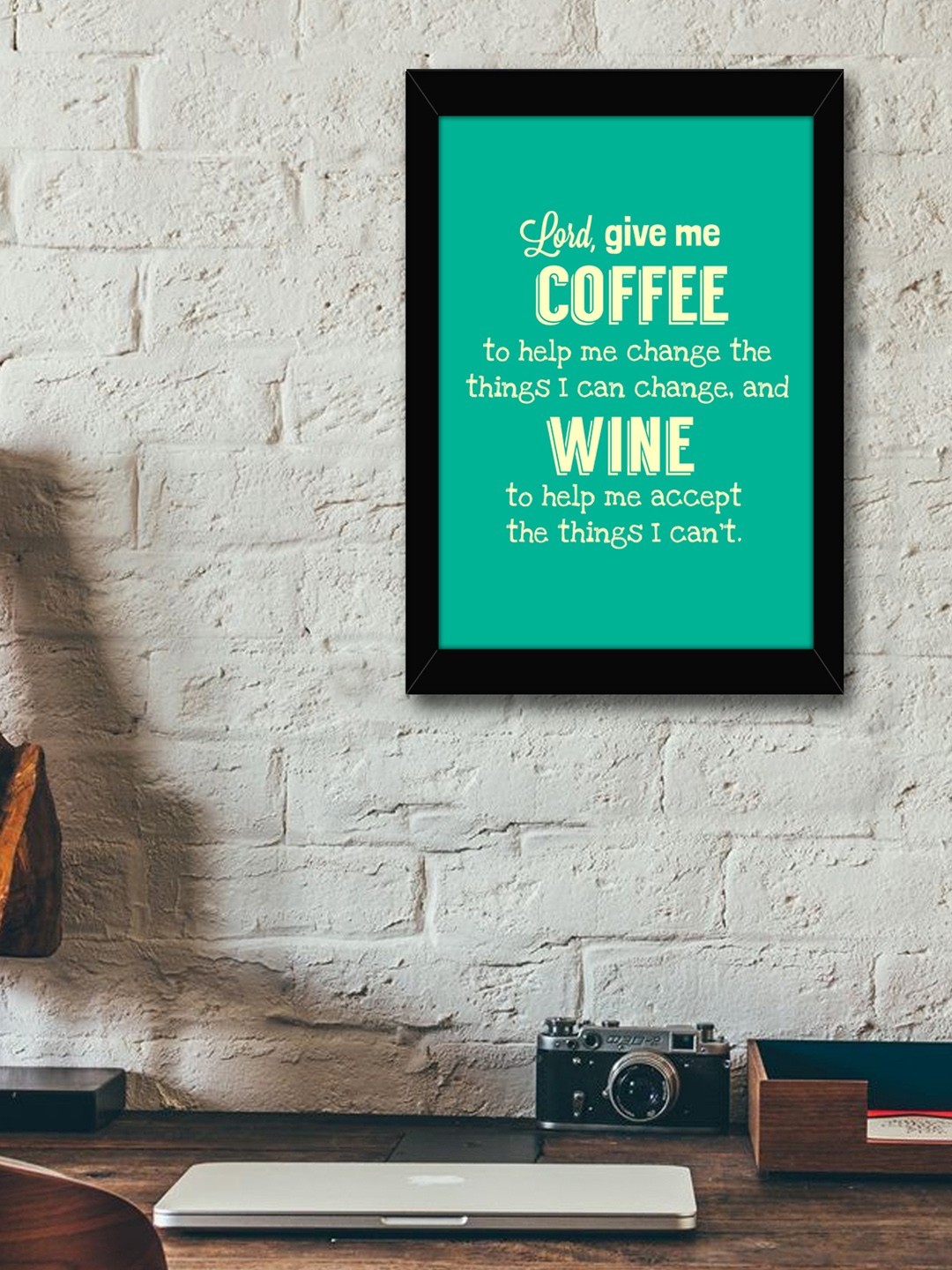 

TIED RIBBONS Green & White Printed Inspirational Quotes Framed Wall Art