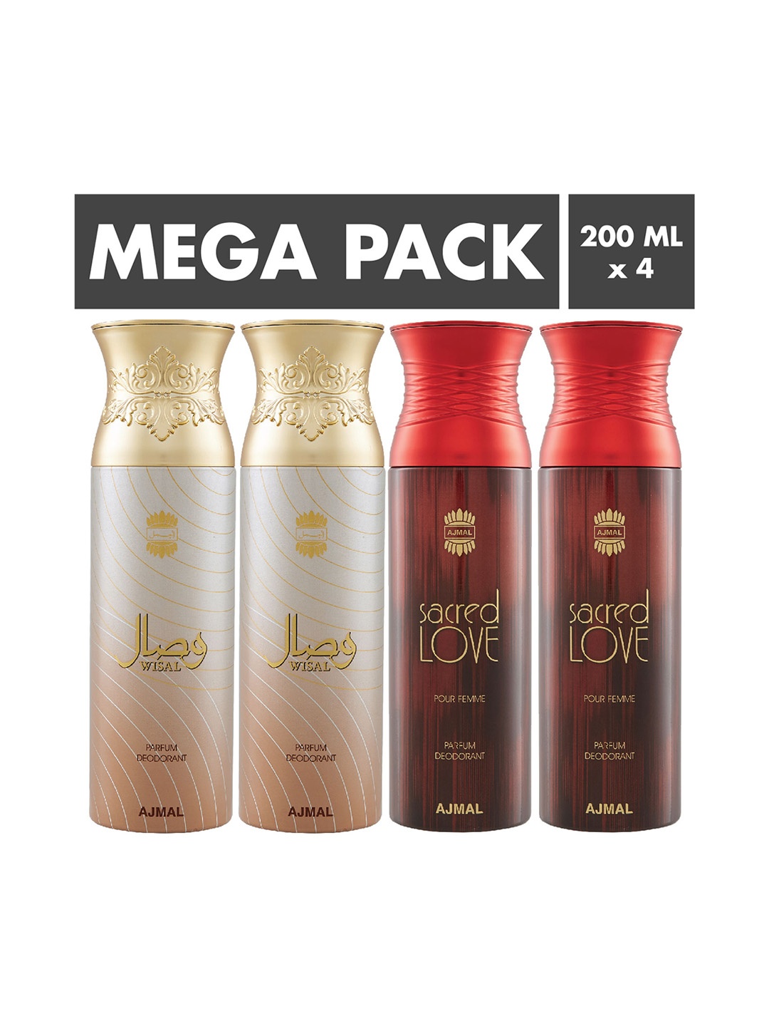 

Ajmal Set Of 4 Deodorants 200 ml each, Gold