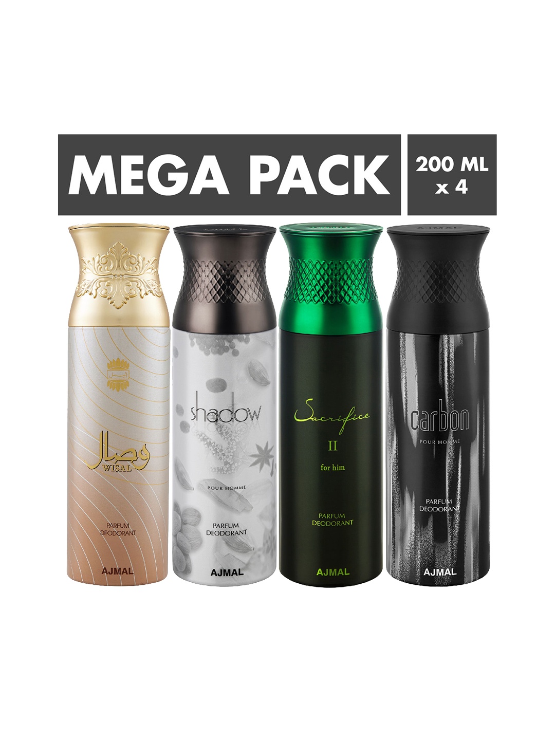 

Ajmal Set of 4 Deodorants 200 ml each, Gold
