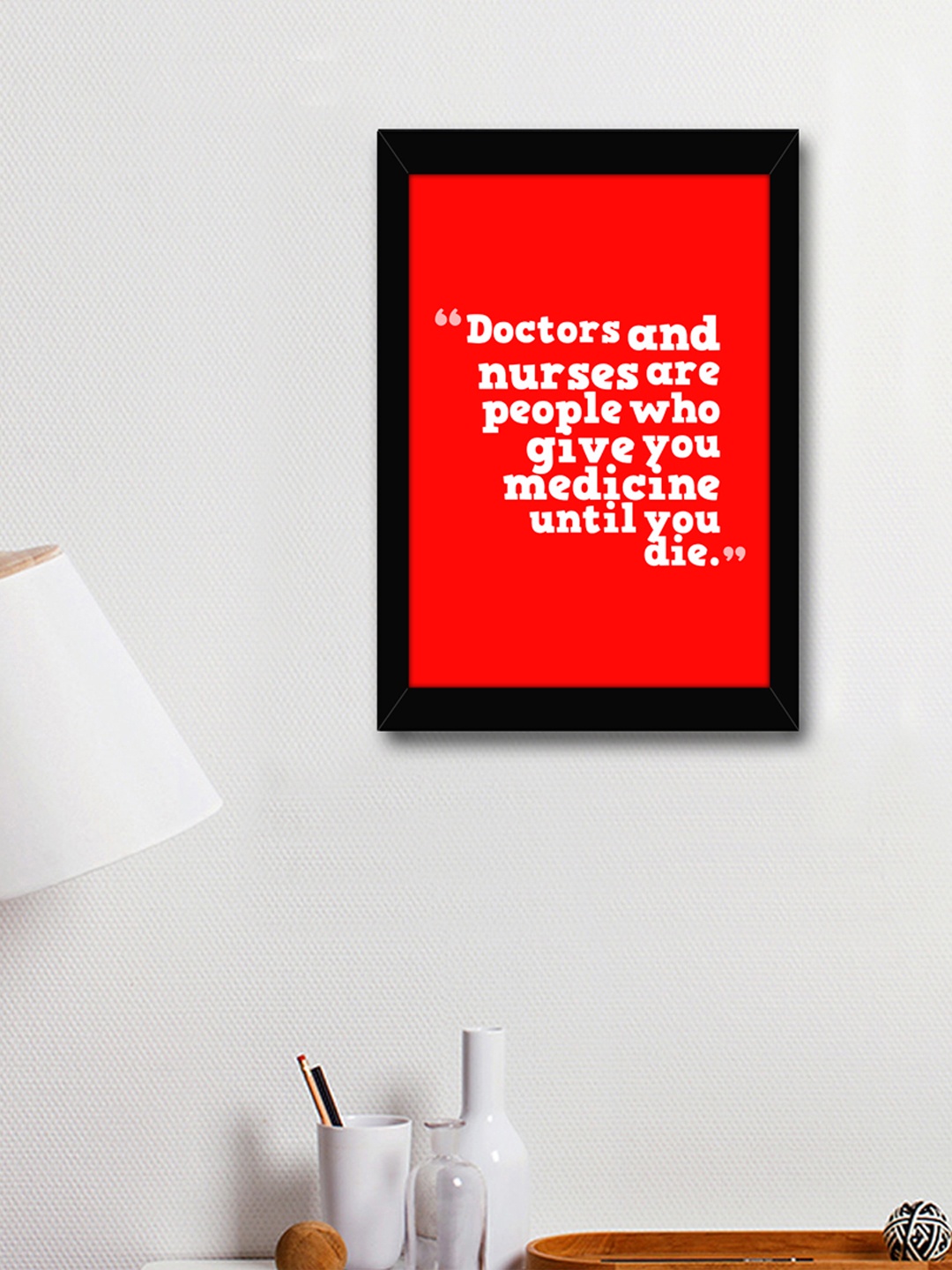 

TIED RIBBONS Red & White Printed Synthetic Fibre Framed Wall Art
