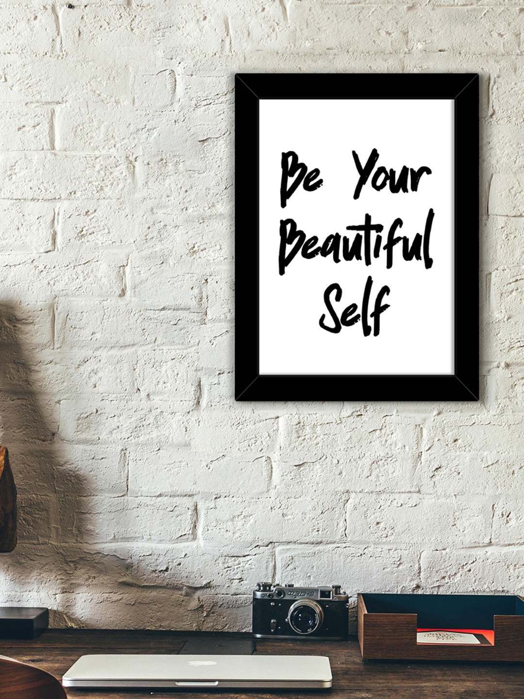 

TIED RIBBONS White & Black Printed Inspirational Quotes Framed Wall Art