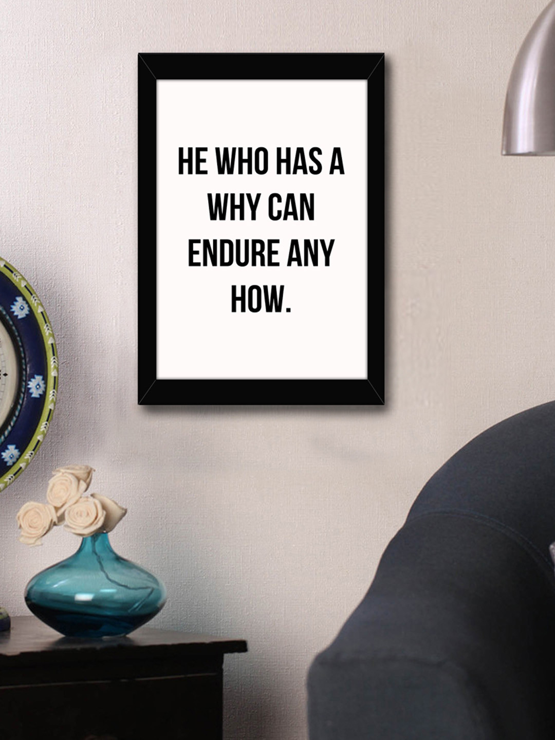 

TIED RIBBONS White & Black Printed Inspirational Quotes Framed Wall Art