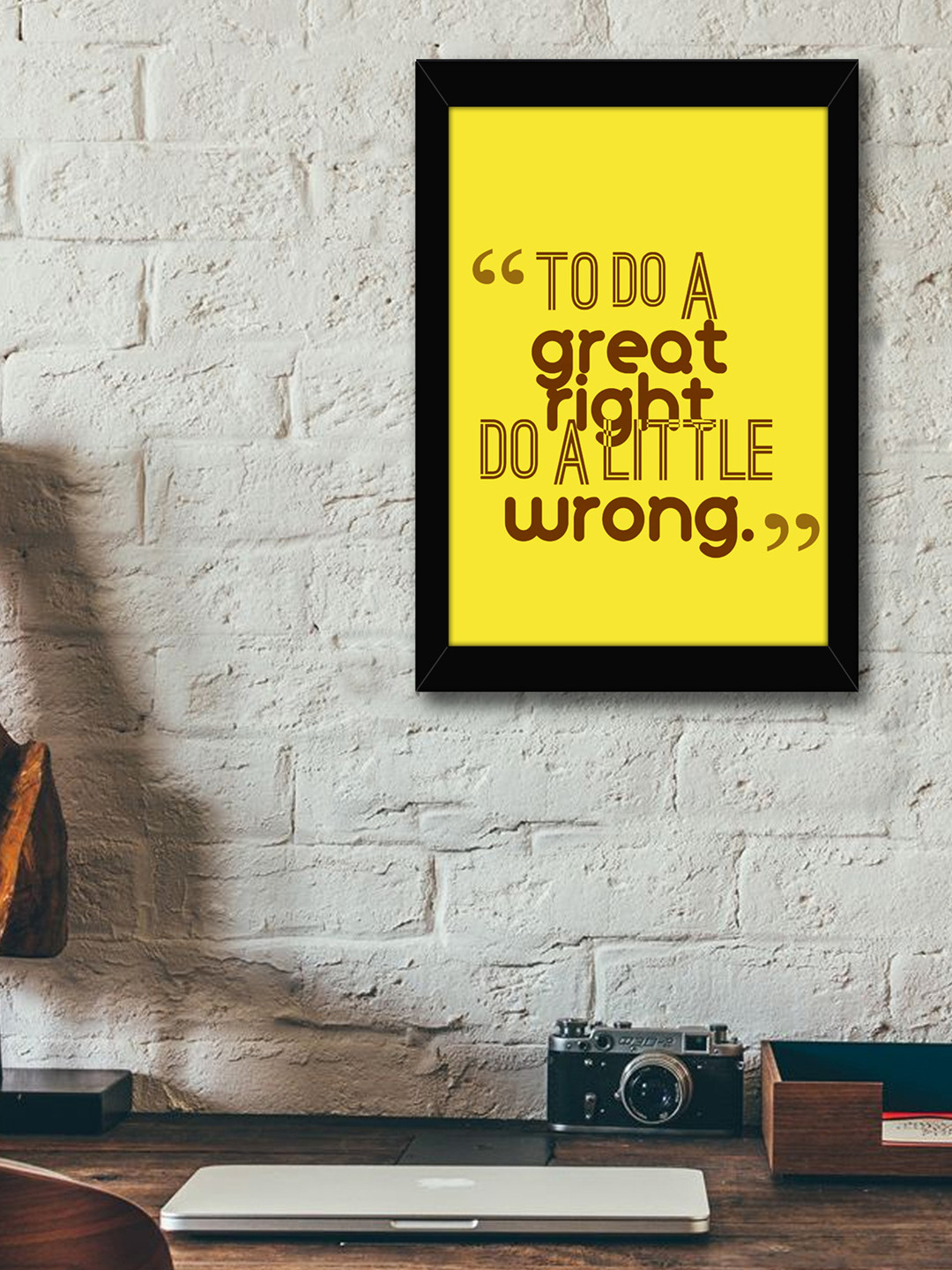 

TIED RIBBONS Yellow & Brown Printed Synthetic Fibre Framed Wall Art