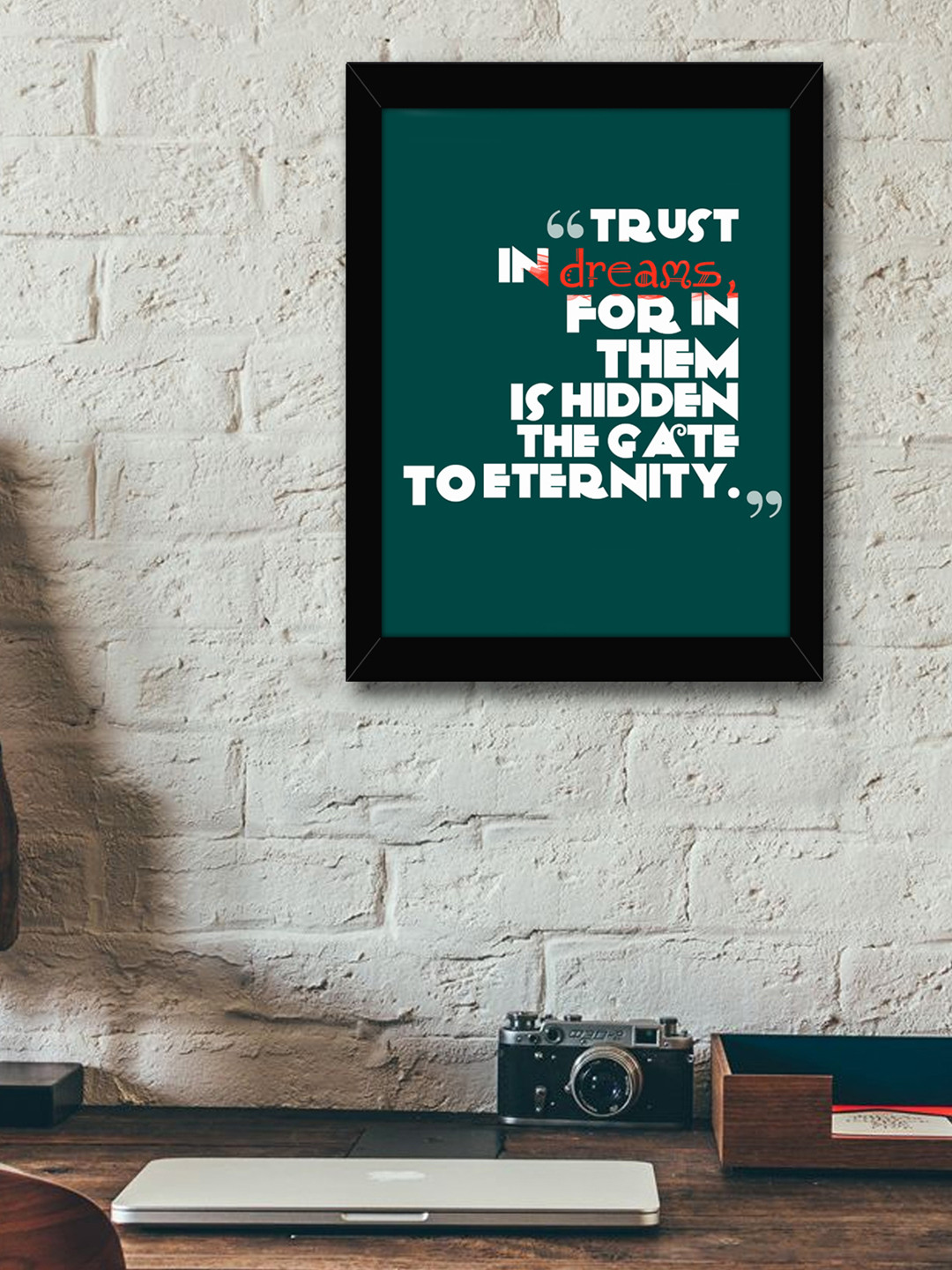 

TIED RIBBONS Green & White Printed Inspirational Quotes Framed Wall Art