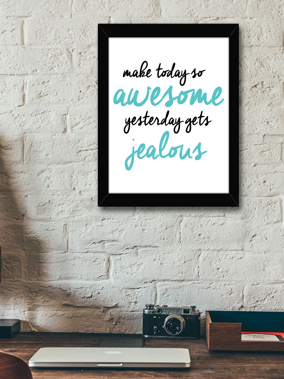 

TIED RIBBONS White & Blue Printed Synthetic Fibre Framed Wall Art