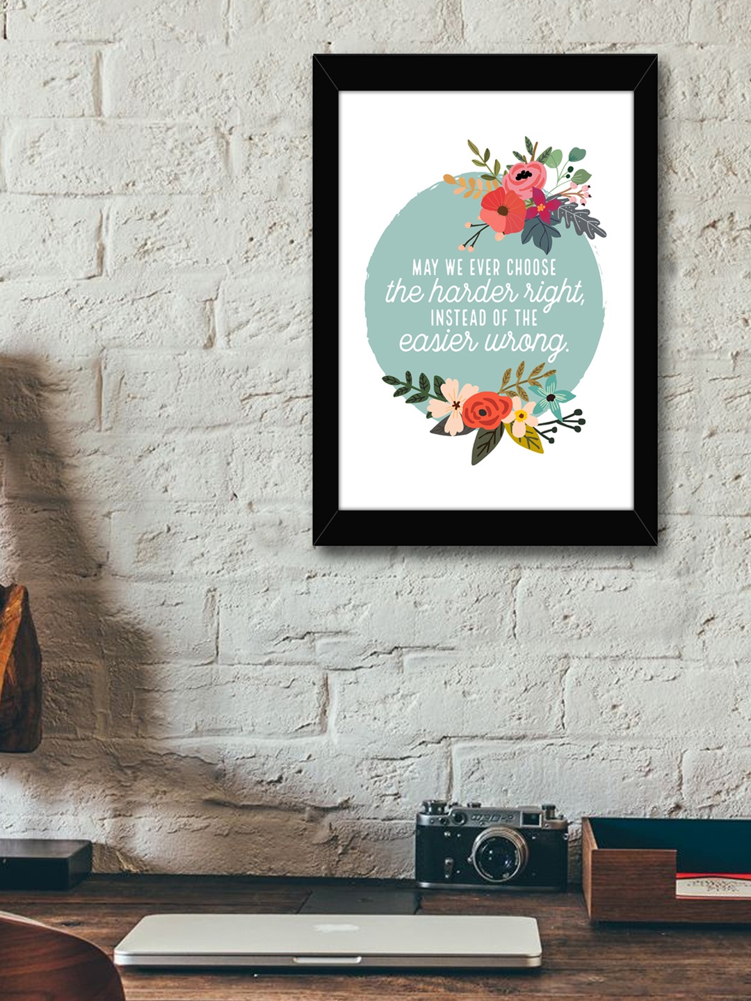 

TIED RIBBONS White & Blue Printed Framed Wall Art