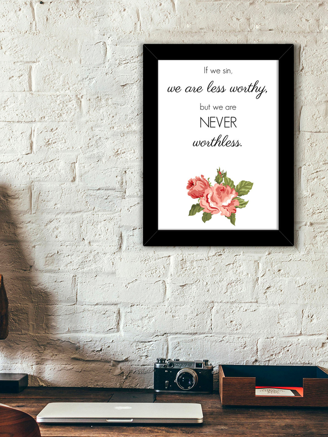 

TIED RIBBONS White & Black Printed Inspirational Quotes Framed Wall Art