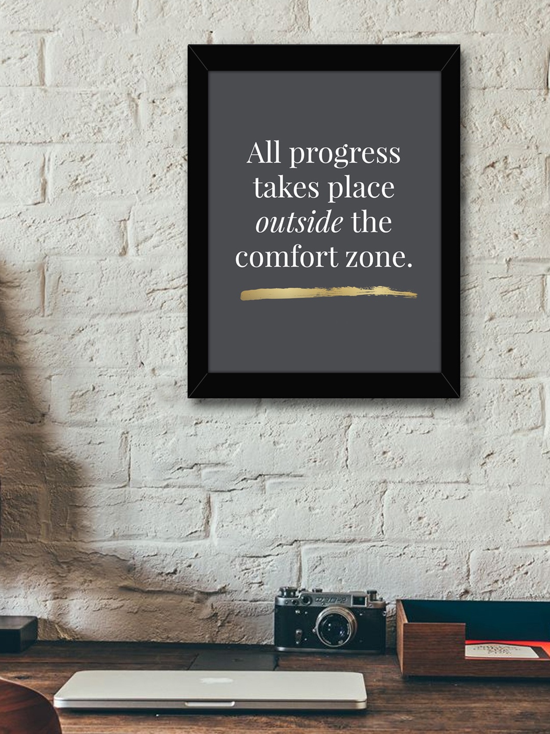 

TIED RIBBONS Grey & White Printed Inspirational Quotes Framed Wall Art