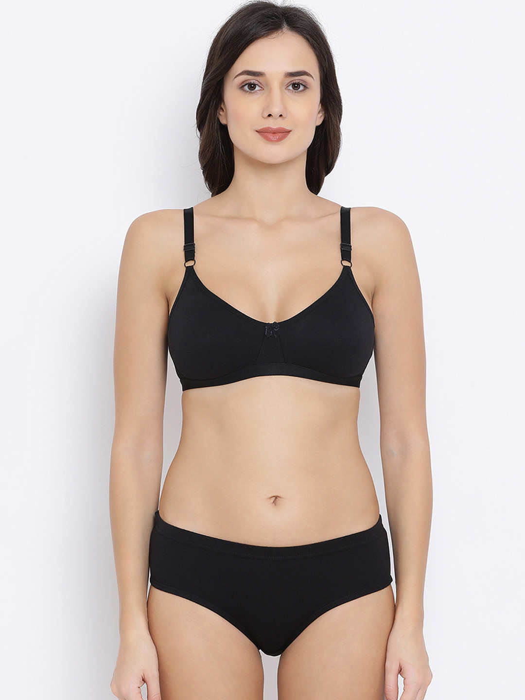 

Clovia Women Black Solid Lingerie Set COMBBP80532B