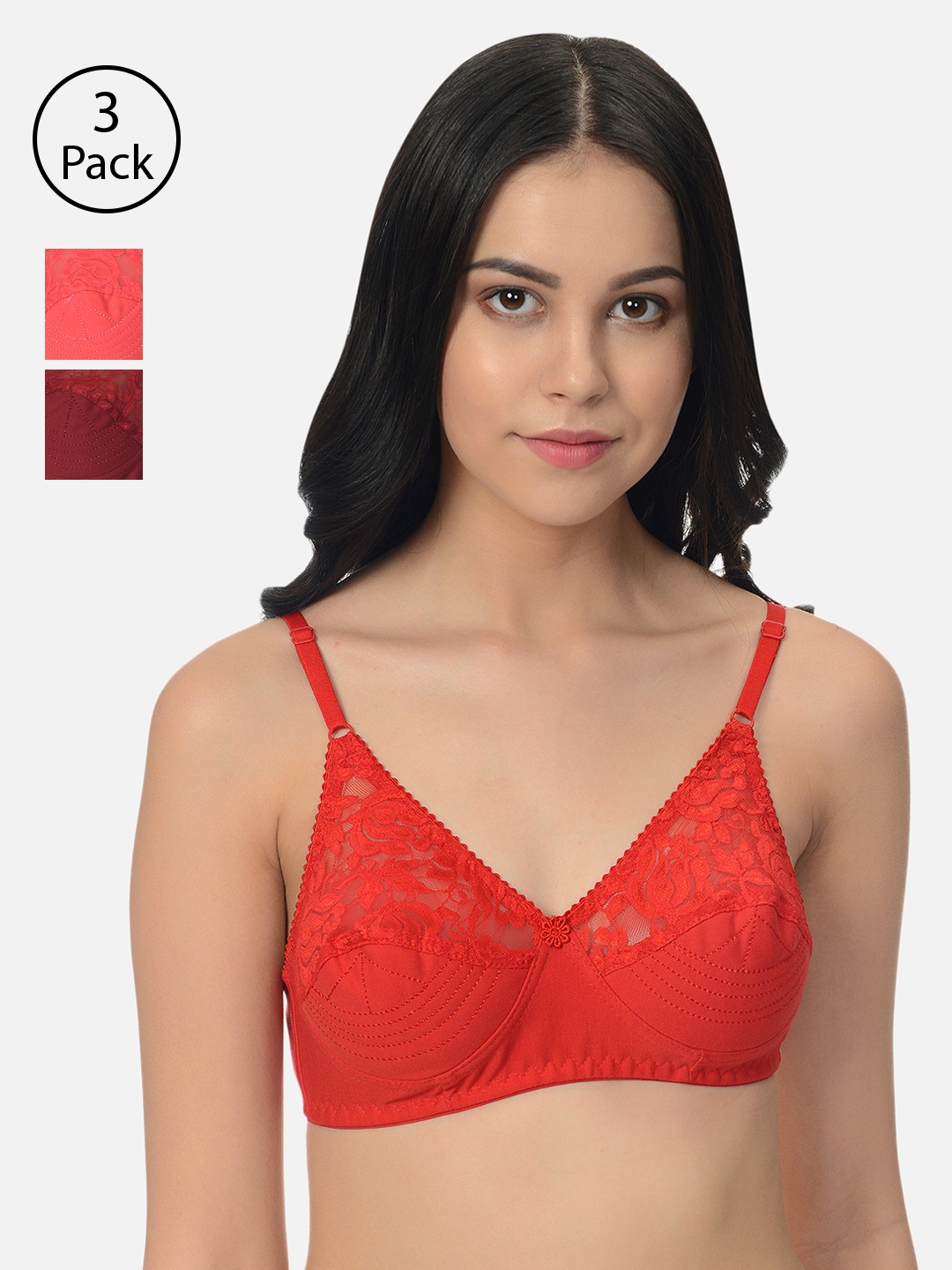 mod & shy Assorted Pack of 3 Non-Wired Non Padded Everyday Bra MS505254