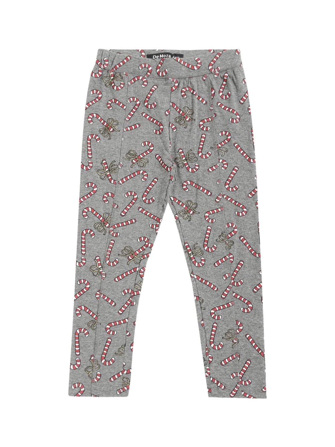 

De Moza Girls Charcoal Grey & Red Printed Ankle-Length Leggings