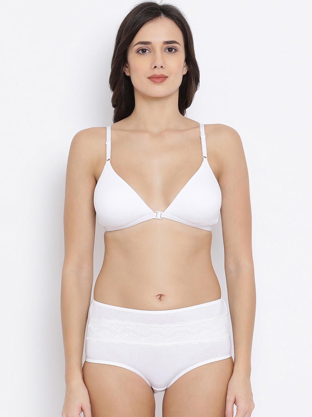 

Clovia Women White Solid Lingerie Set COMBBP77032B