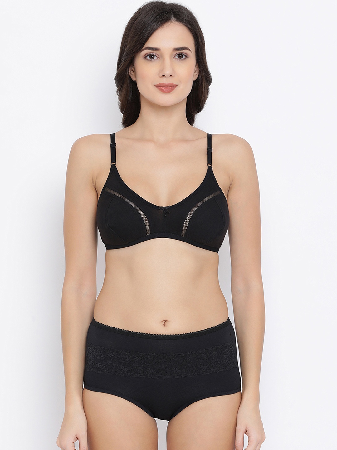 

Clovia Women Black Solid Lingerie Set COMBBP95832B