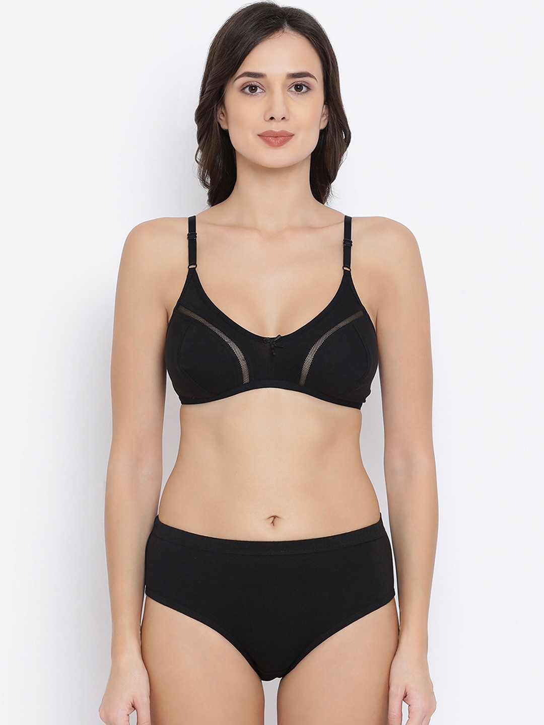 

Clovia Women Black Solid Lingerie Set COMBBP96032B