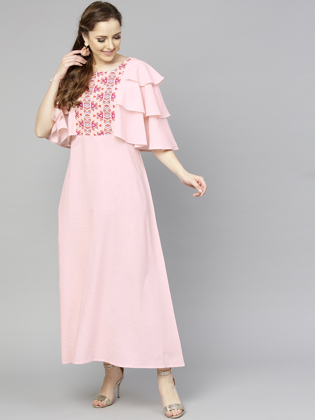 

AASI - HOUSE OF NAYO Women Pink Solid Maxi Dress