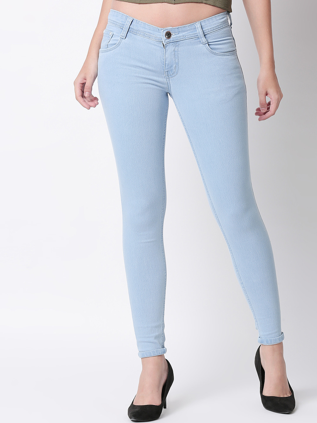 

High Star Women Blue Slim Fit Mid-Rise Clean Look Cropped Stretchable Jeans