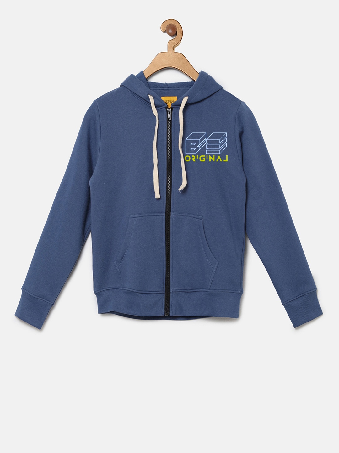 

Instafab Boys Blue Printed Hooded Sweatshirt