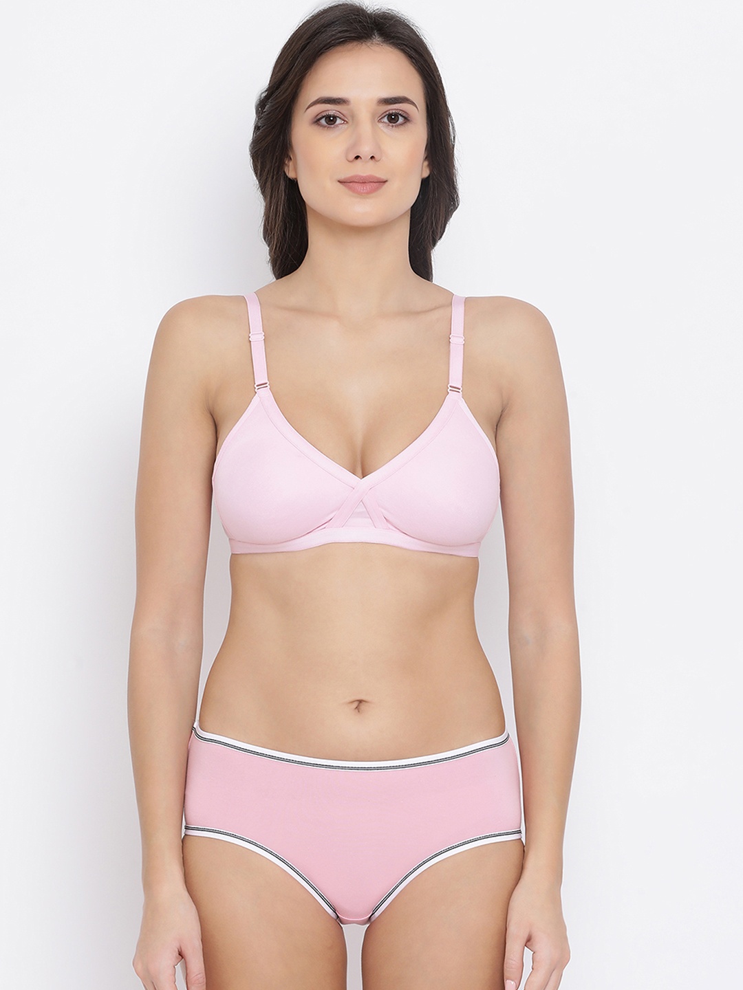 

Clovia Women Pink Solid Lingerie Set COMBBP38632B