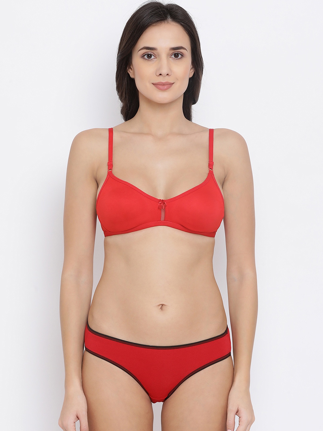 

Clovia Women Red Solid Lingerie Set COMBBP37332B