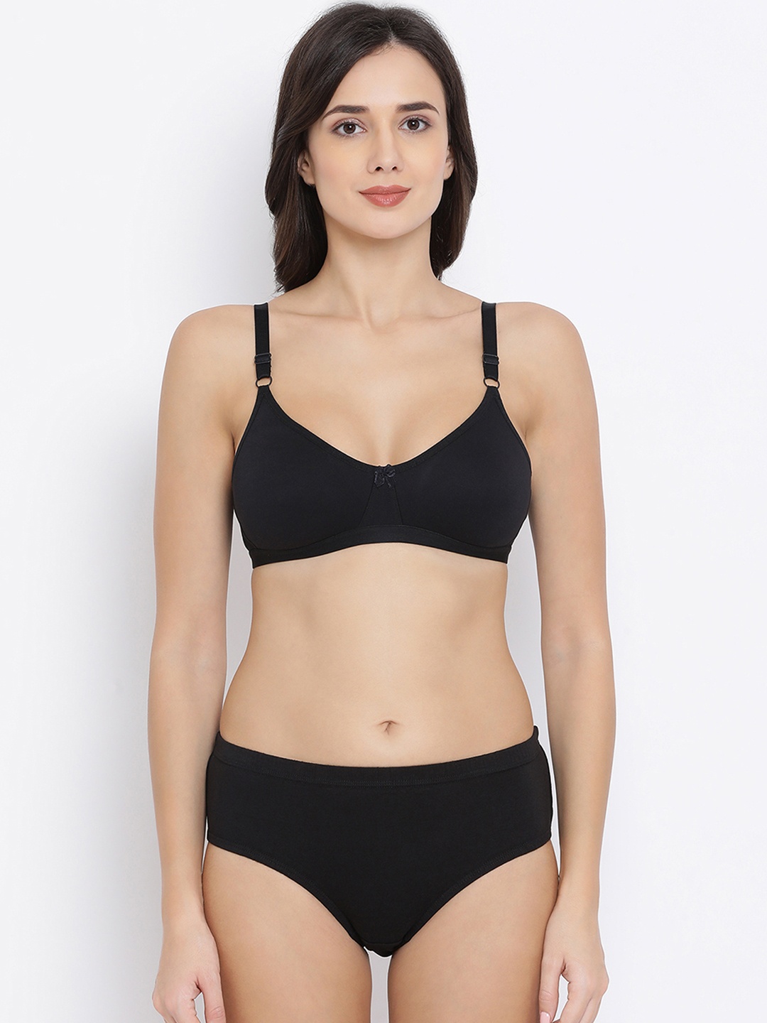 

Clovia Women Black Solid Lingerie Set COMBBP81032B