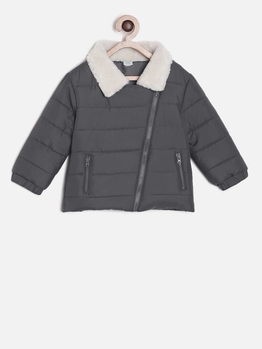 

MINI KLUB Boys Grey Solid Puffer Jacket