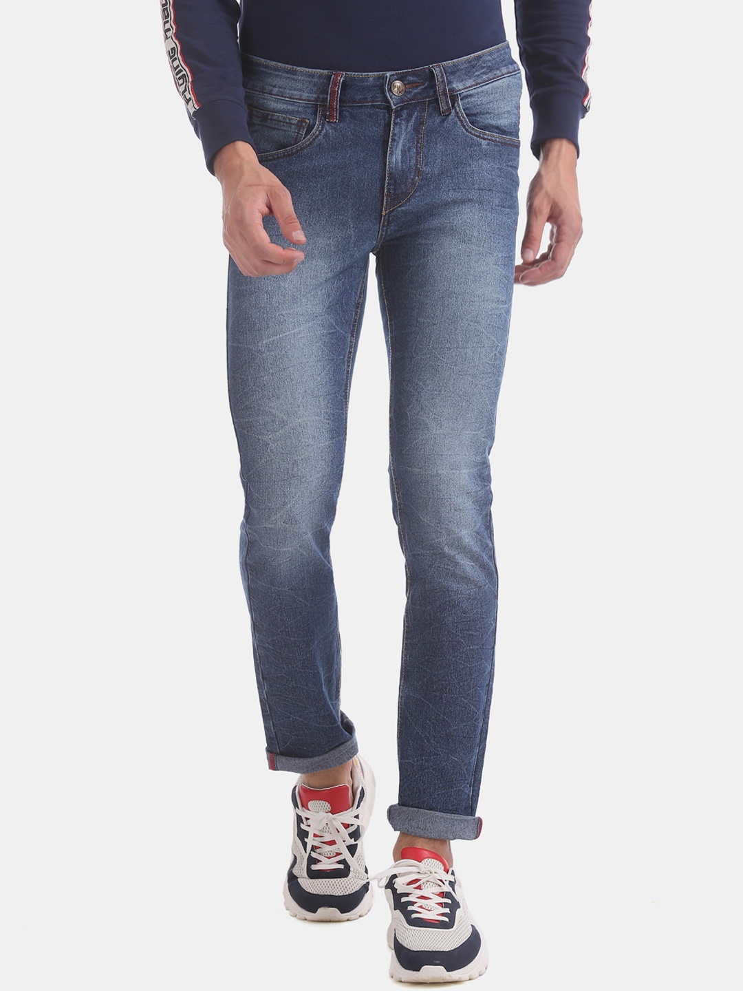 

Flying Machine Men Blue Skinny Fit Low-Rise Clean Look Jeans