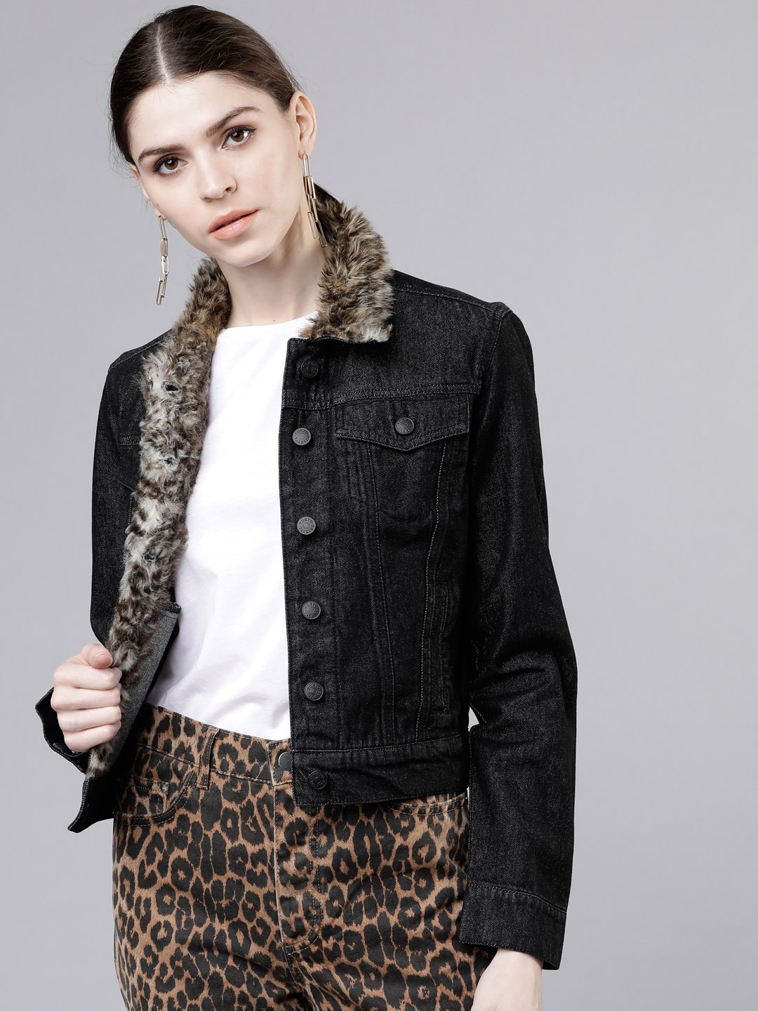 Tokyo Talkies Women Black Solid Denim Jacket