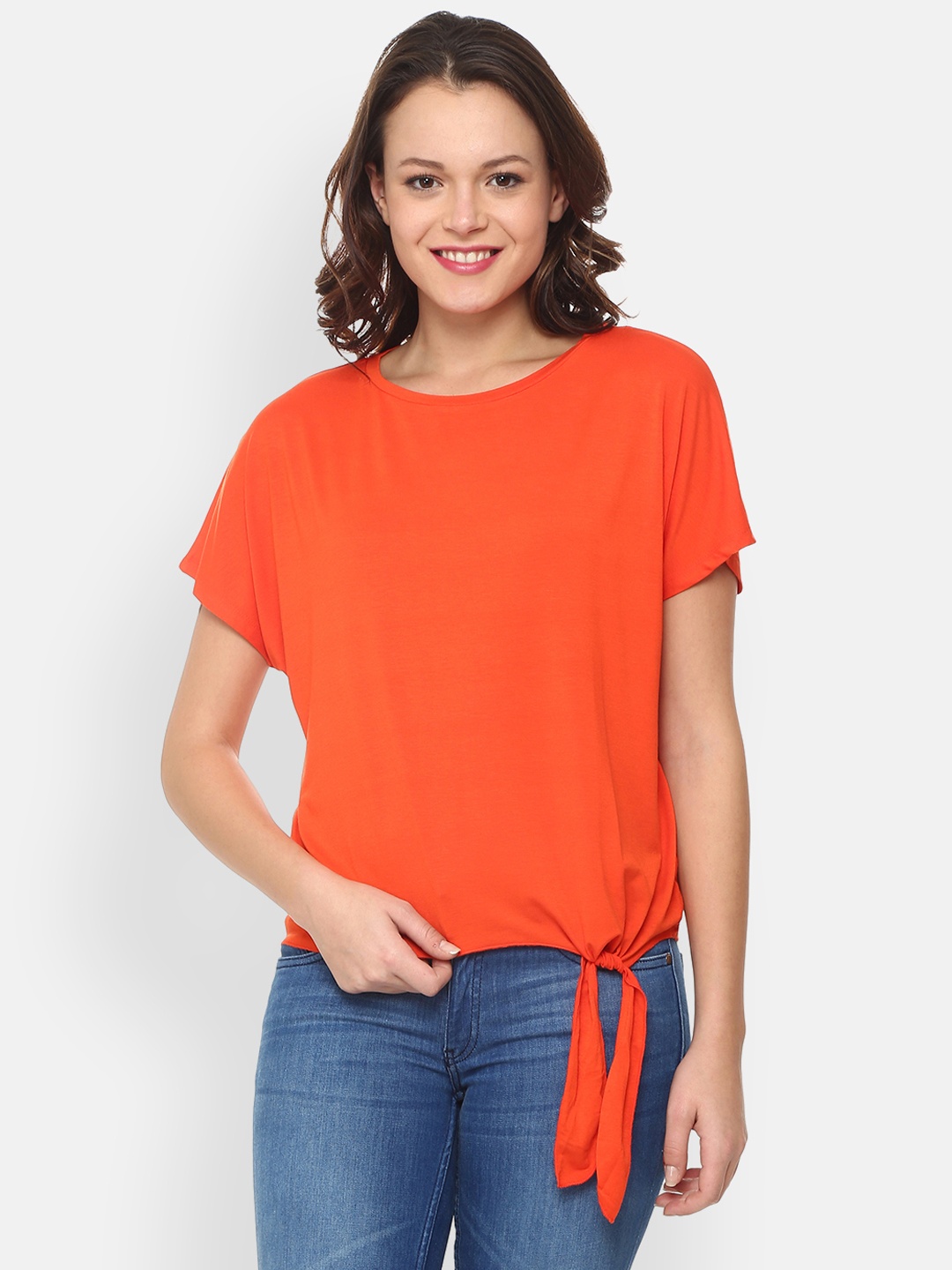 

People Women Orange Solid Top