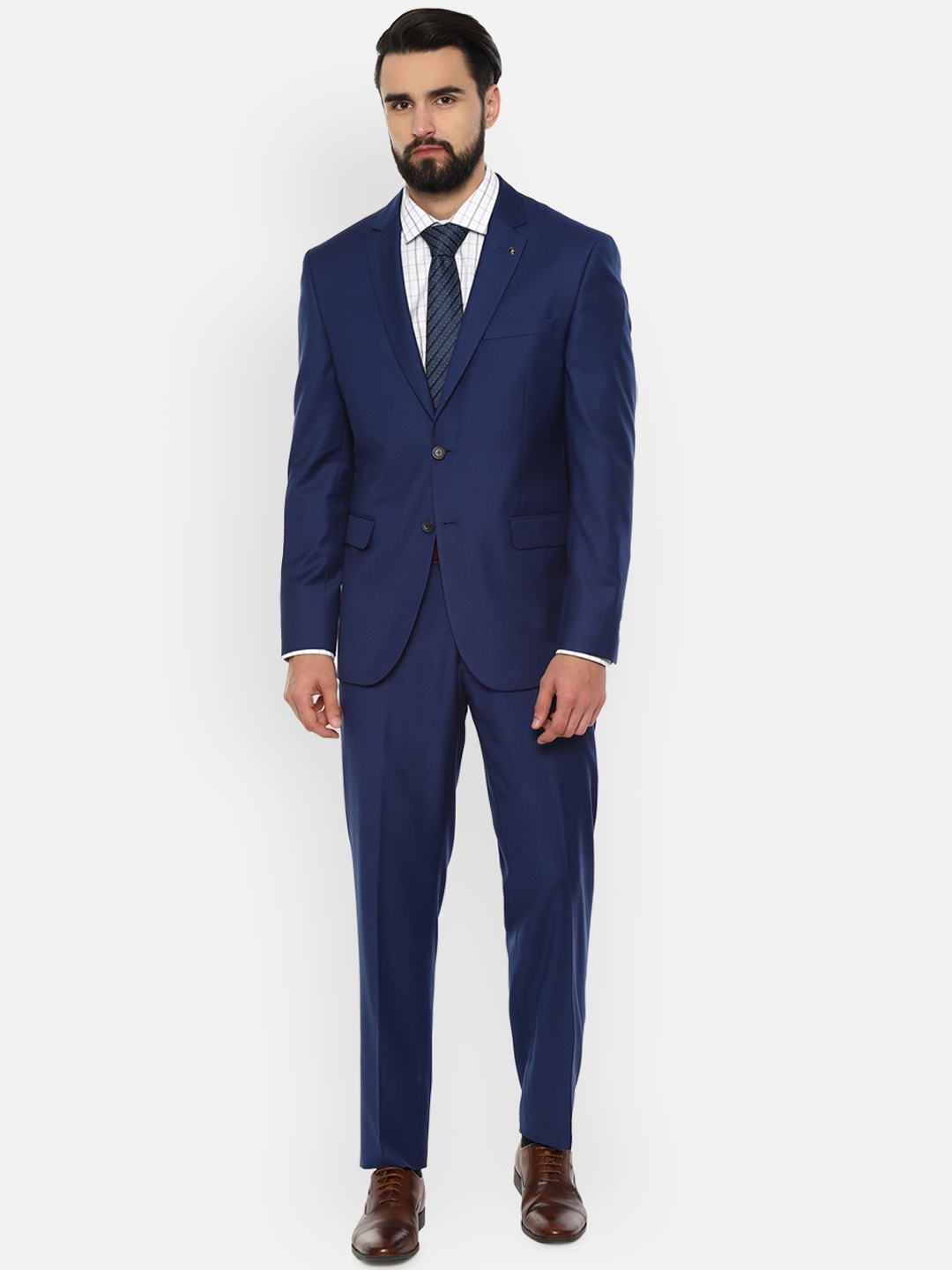 

Van Heusen Men Navy Blue Solid Single-Breasted Slim-Fit Suit
