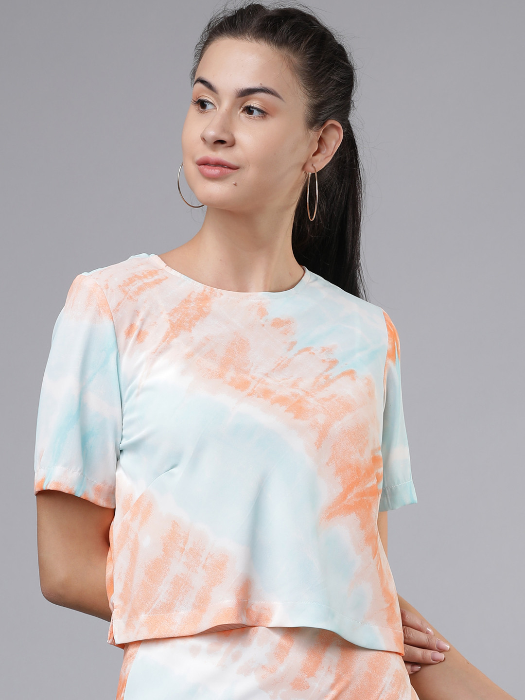 

Tokyo Talkies Women Peach-Coloured Dyed Top