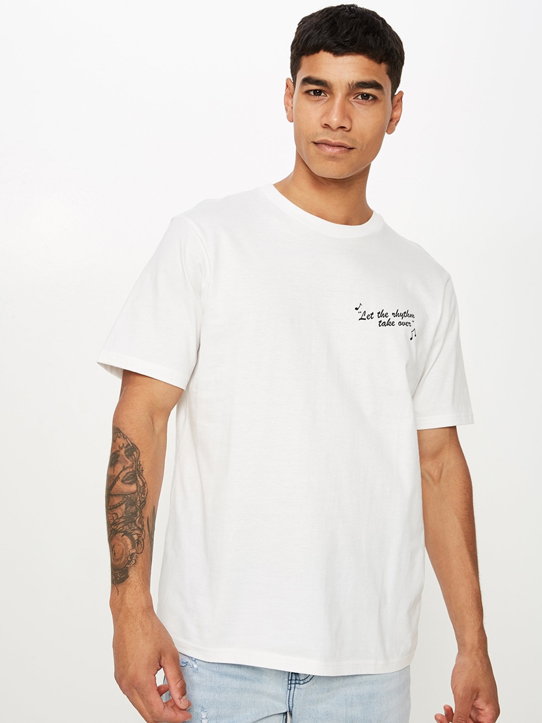 

COTTON ON Men White Solid Round Neck T-shirt