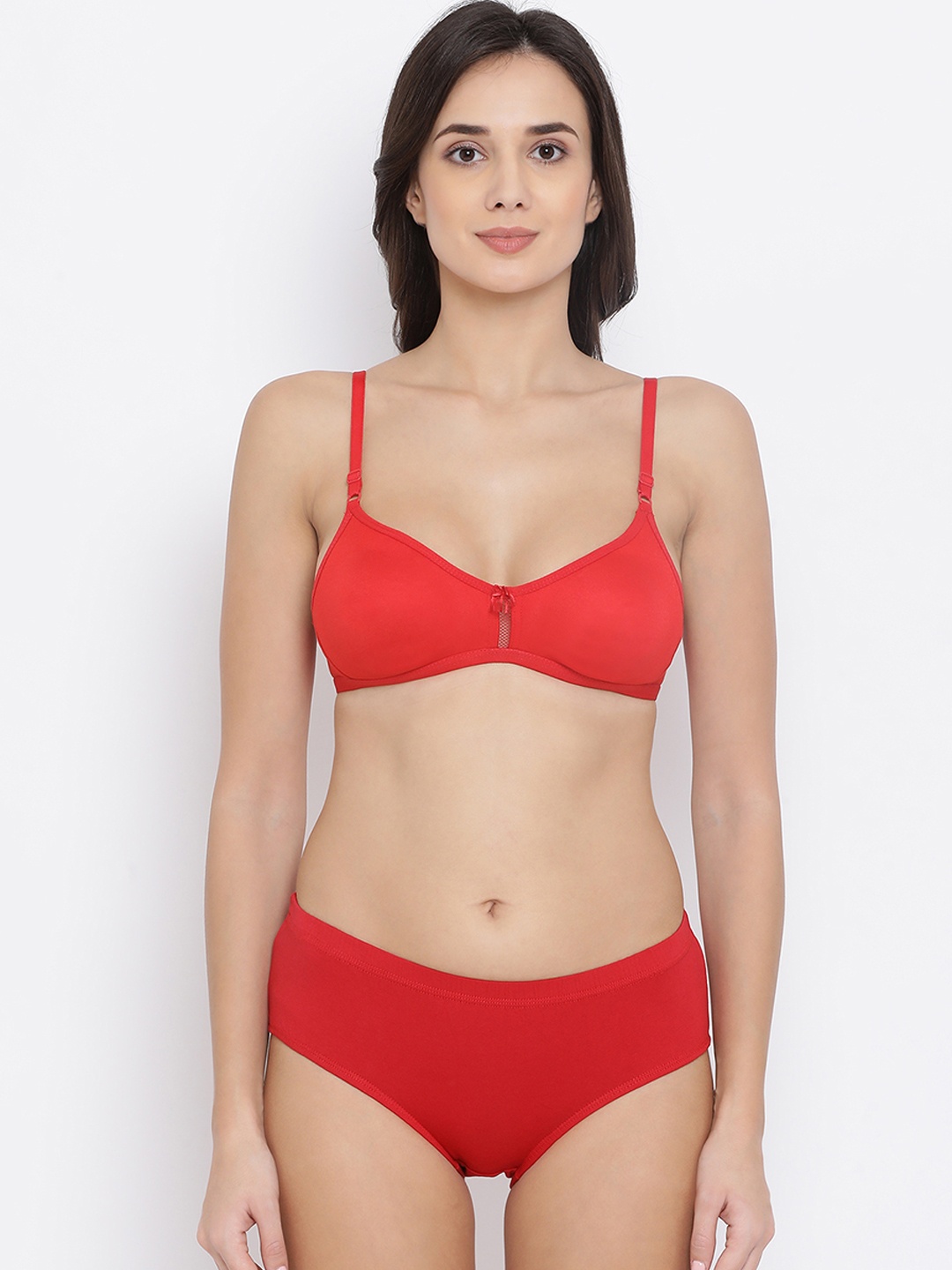 

Clovia Women Red Solid Lingerie Set COMBBP37232B