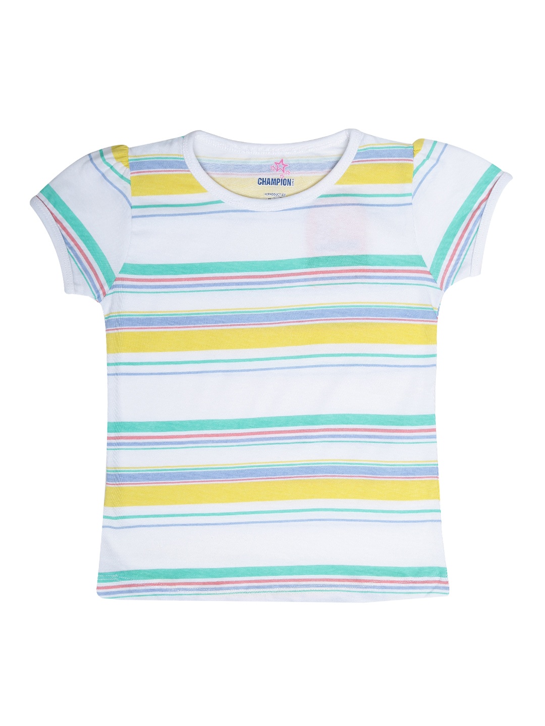 

Dollar Champion Kidswear Girls White Candy Striped Pure Cotton Top