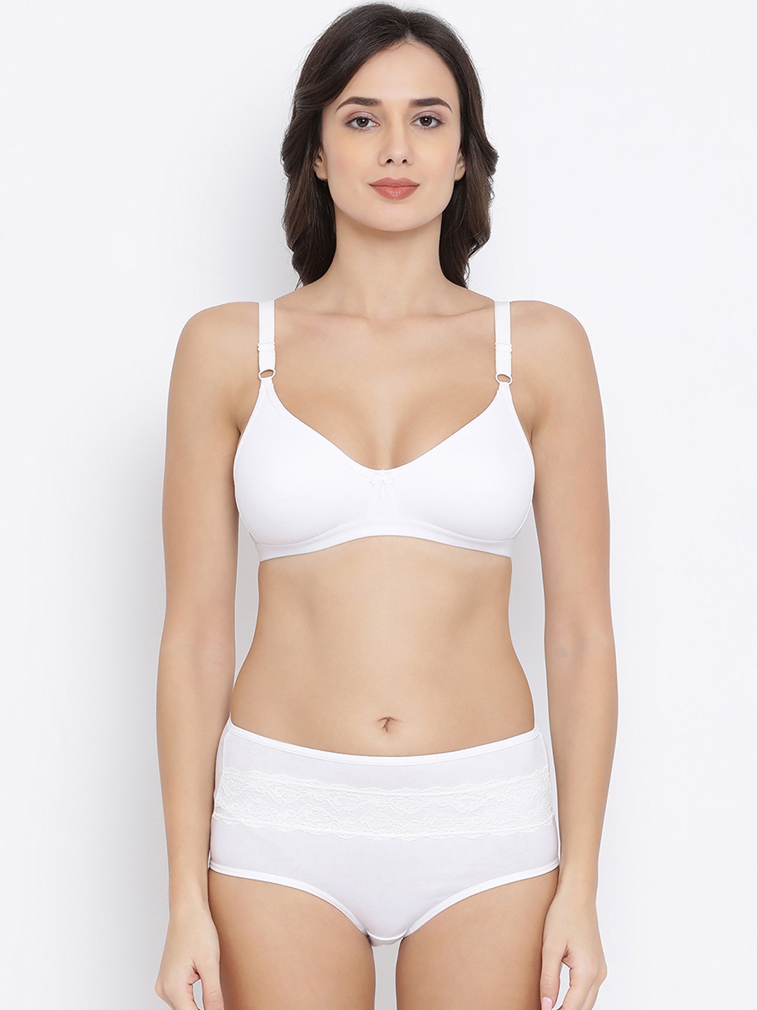 

Clovia Women White Solid Lingerie Set COMBBP81432B