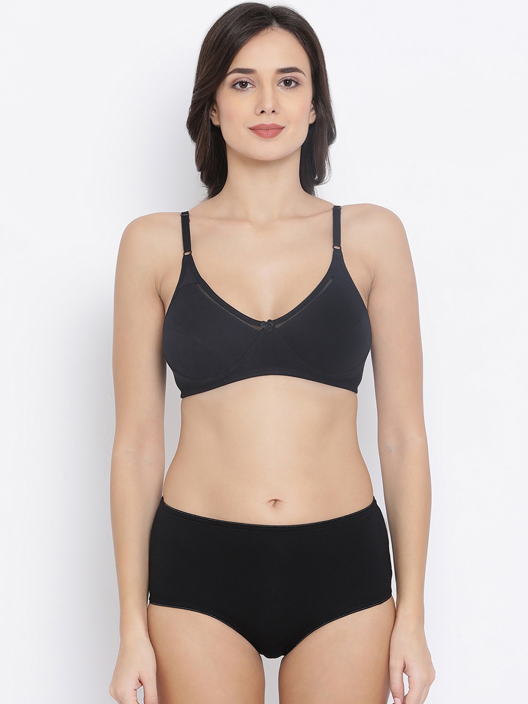 

Clovia Women Black Solid Lingerie Set COMBBP44432B